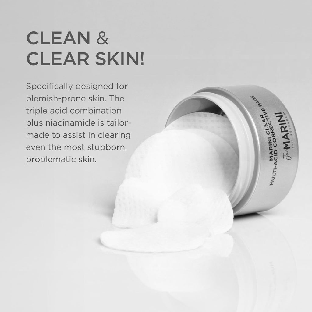 Jan Marini Skin Research Marini Clear – Multi-Acid Corrective Pads (30) for Blemish-Prone Skin