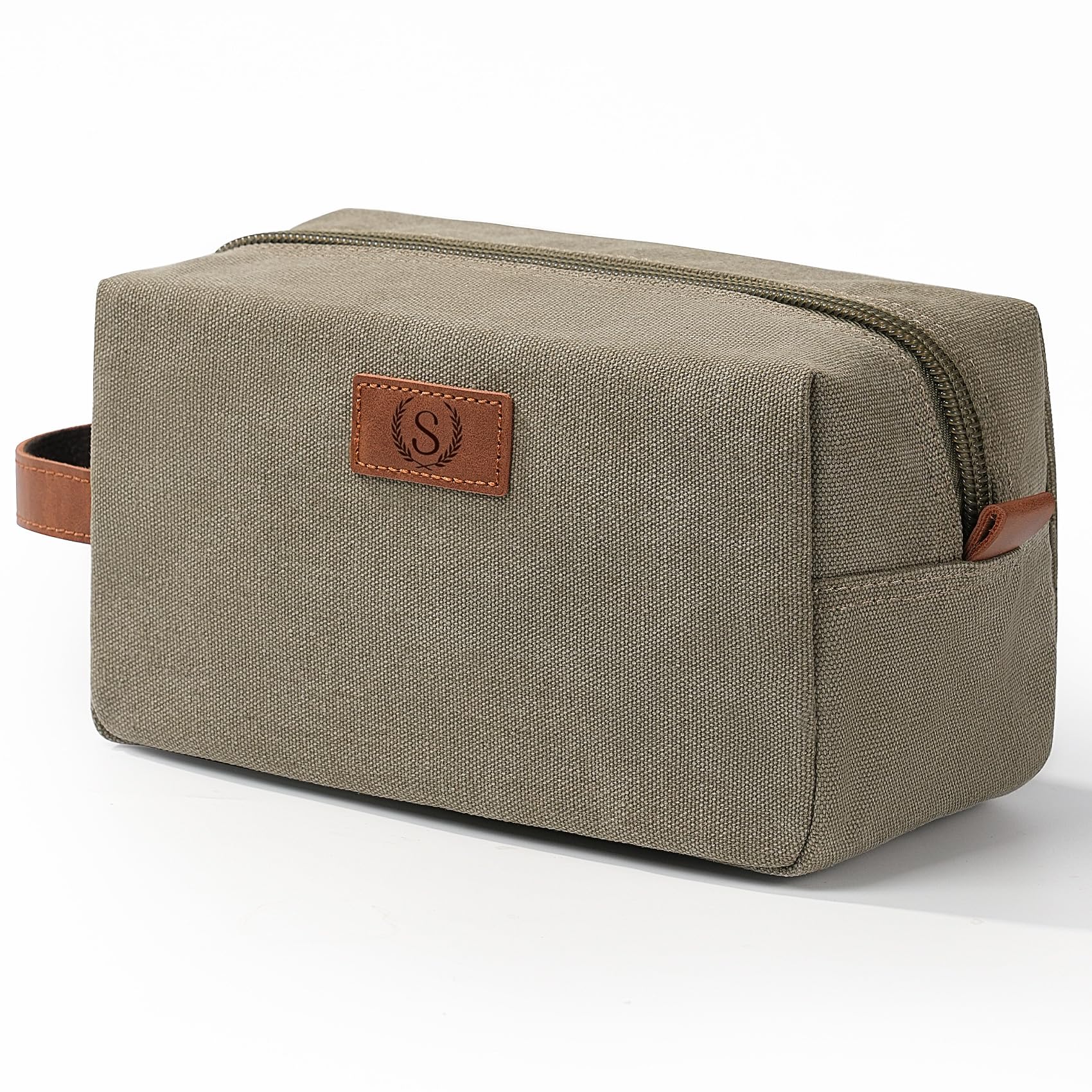 Janhavi Men’s Travel Toiletry Bag – Waterproof, Engraved Initials, Olive Green