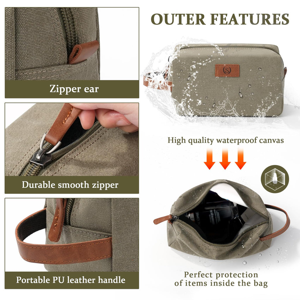 Janhavi Men’s Travel Toiletry Bag – Waterproof, Engraved Initials, Olive Green