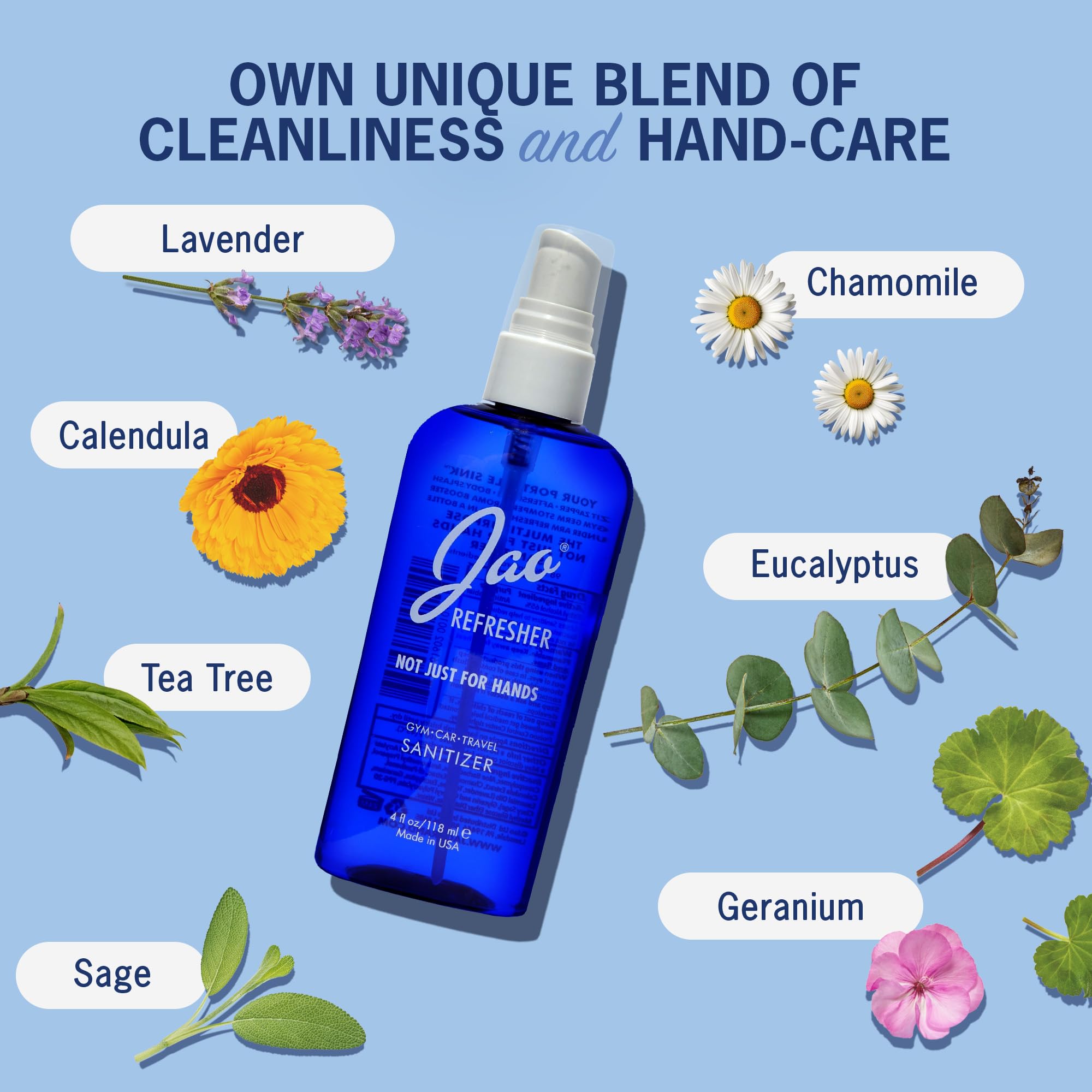 Jao Refresher | Multipurpose Travel Sanitizer, Face Moisturizer, Toner & Aftershave | Plant-Based, No Parabens, No Sulphates | 4 oz
