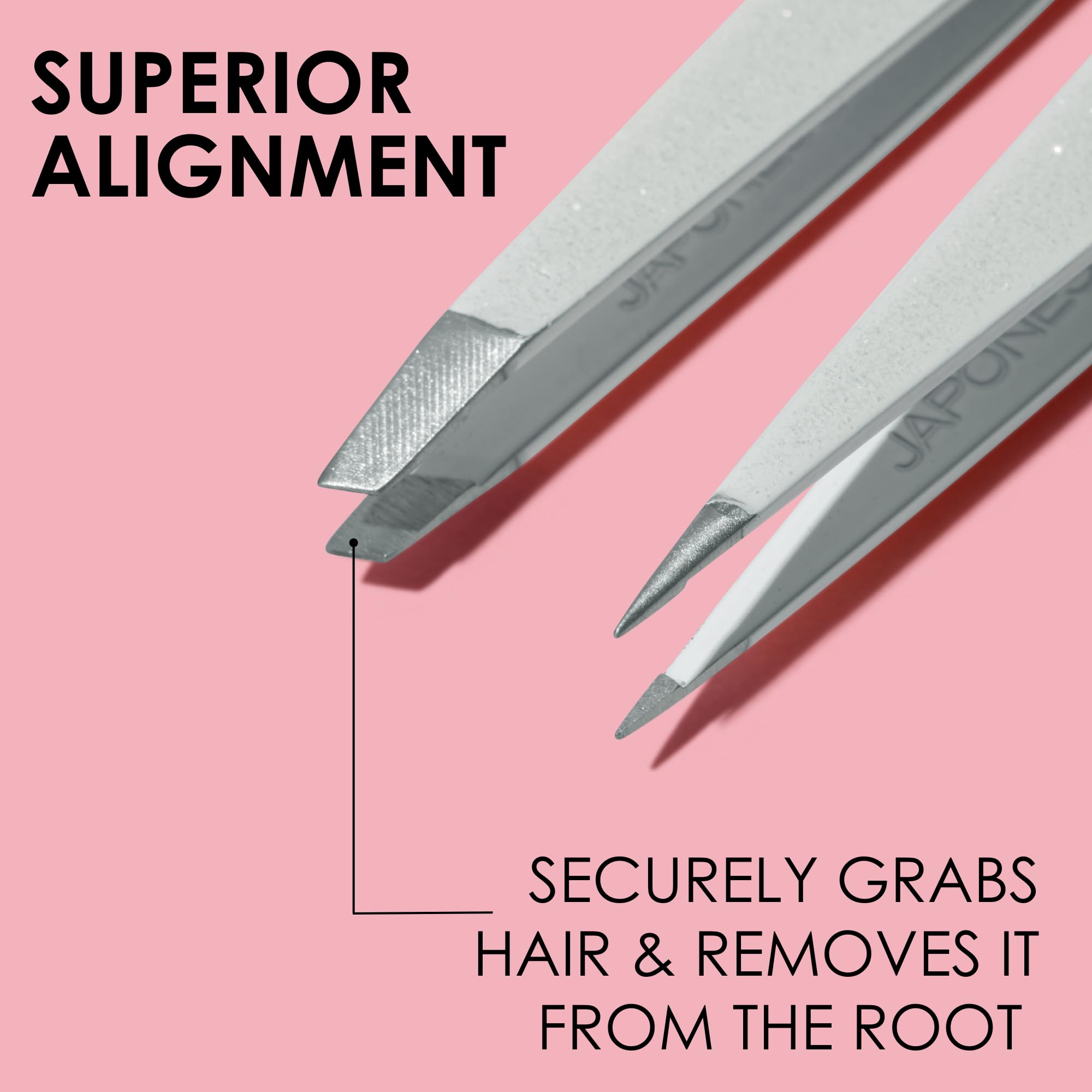 JAPONESQUE Pointed & Slant Tweezers Natural Shimmer Set – Precision Brow Tools