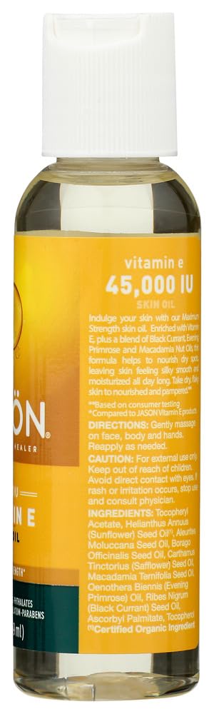 Jason Vitamin E Oil 45,000 I.U. – 2 fl oz – Pure & Natural Beauty Oils (a) – 2pc