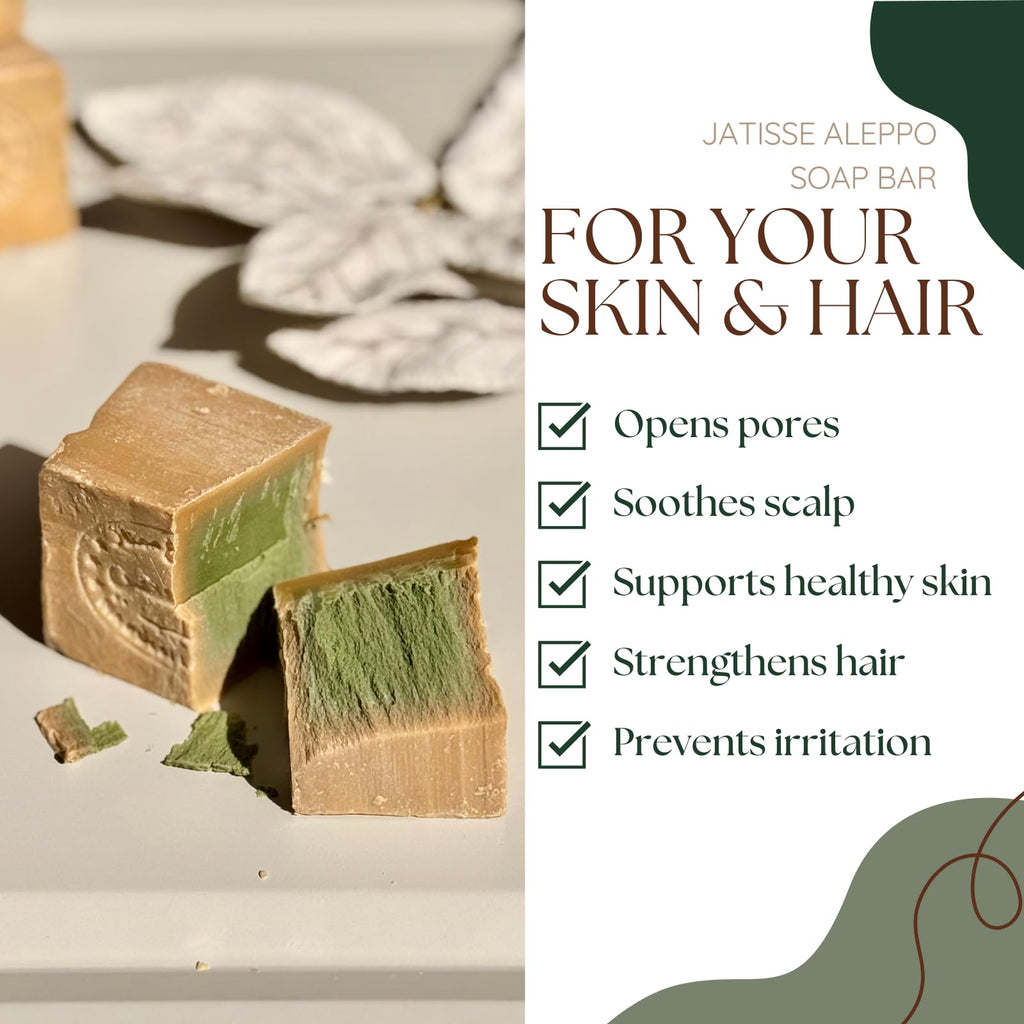 jatisse Aleppo Soap – 2 Pack (7 oz each) with Olive & Laurel Oils | Handmade Vegan