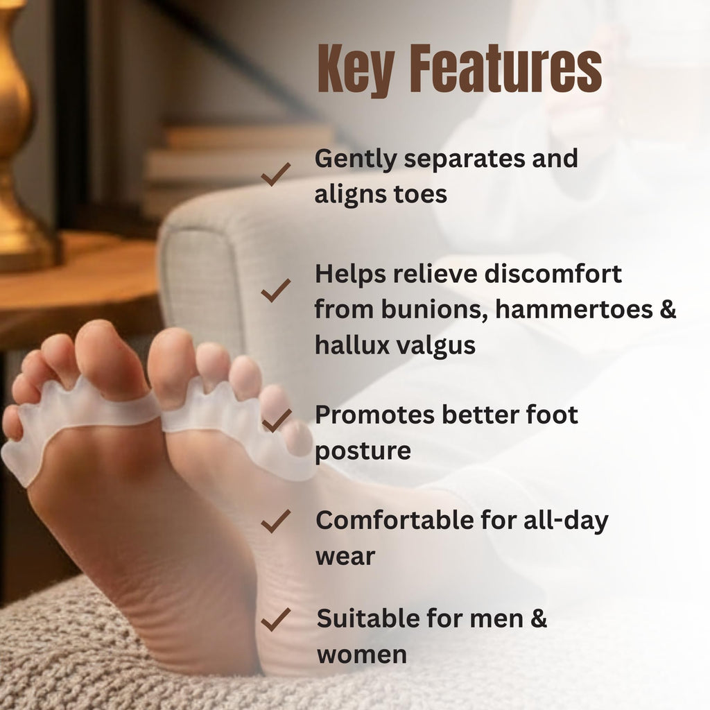 Jaws Podiatry Toe Alignment Separators – Gentle Toe Realignment for Bunions, Hammertoes & Hallux Valgus – Clear