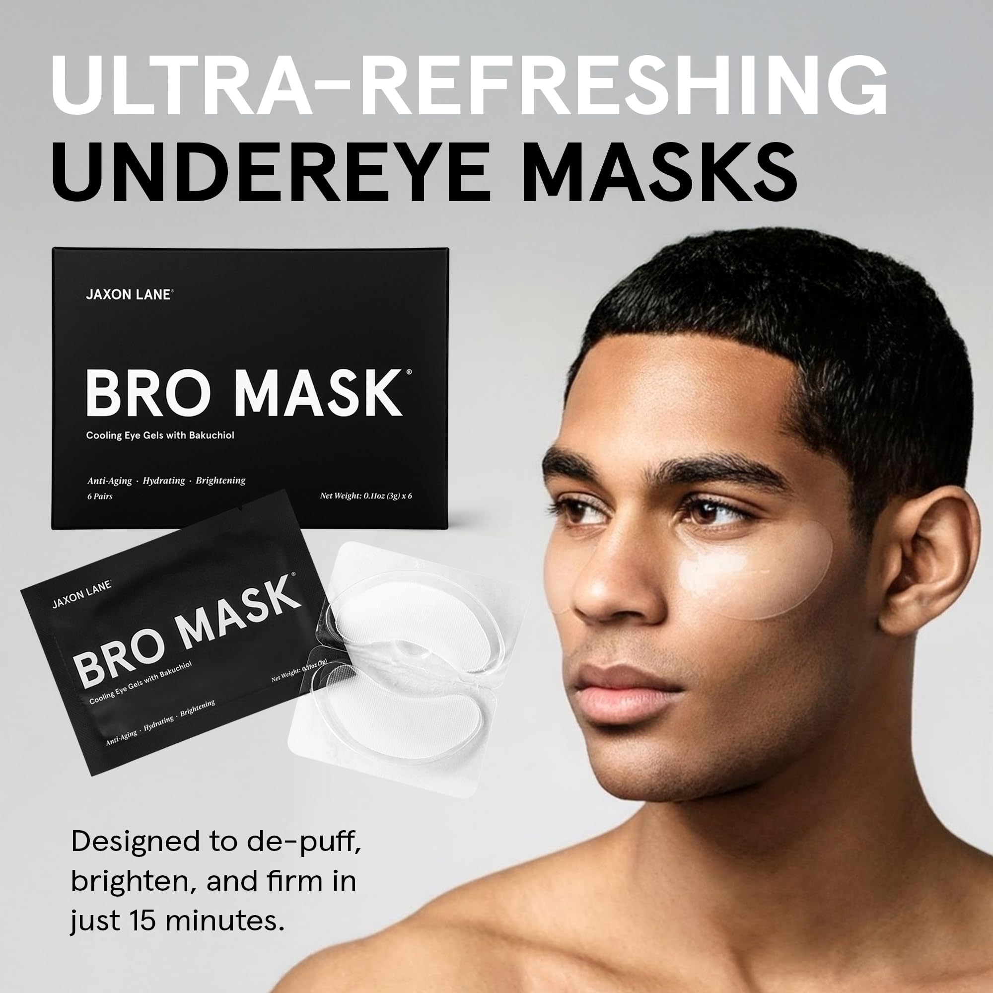 JAXON LANE Bro Mask Under Eye Patches for Men – Hydrogel 2x6 Pairs