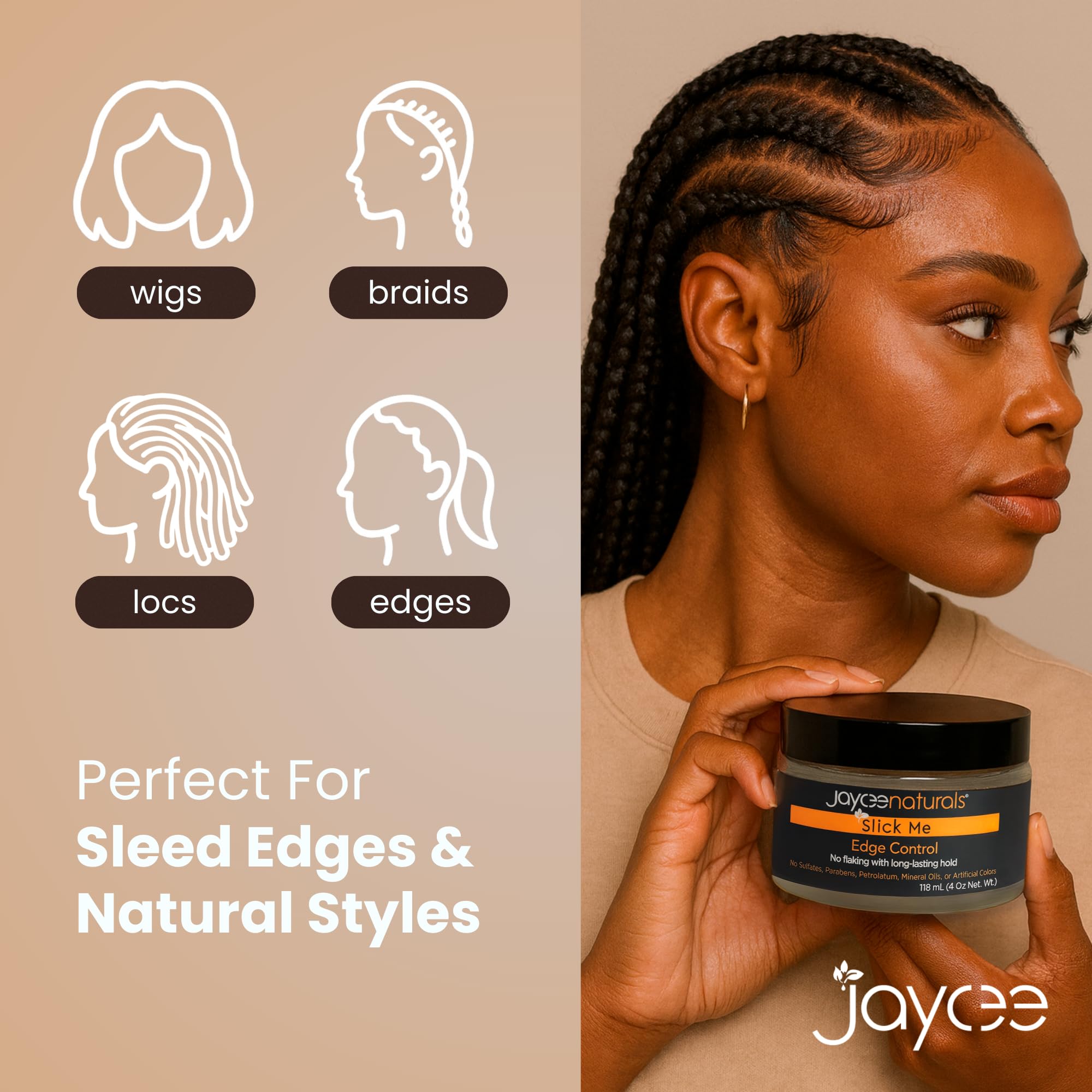 Jaycee Naturals Slick Me Edge Control – Water-Based Hold for 4C Hair