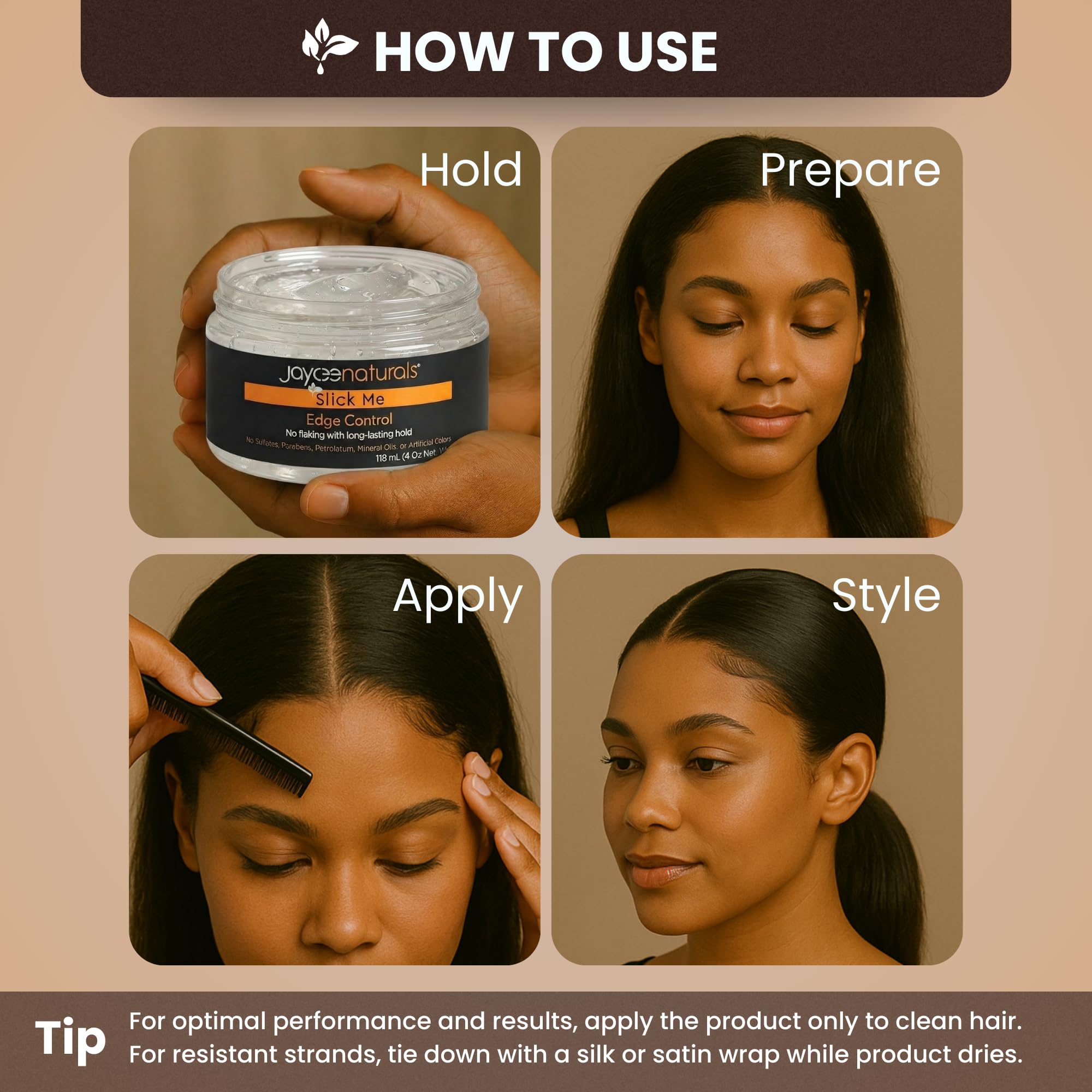 Jaycee Naturals Slick Me Edge Control – Water-Based Hold for 4C Hair