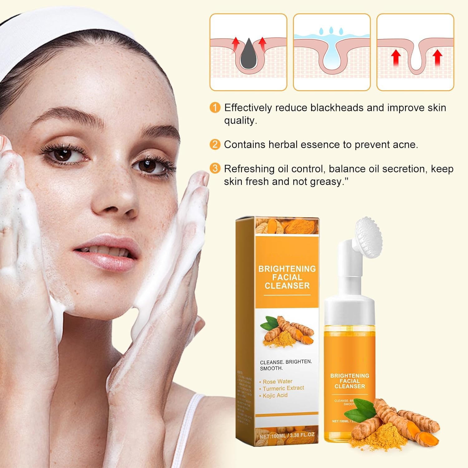 Jaysuing Turmeric Face Wash – Gentle Foaming Cleanser for All Skin Types