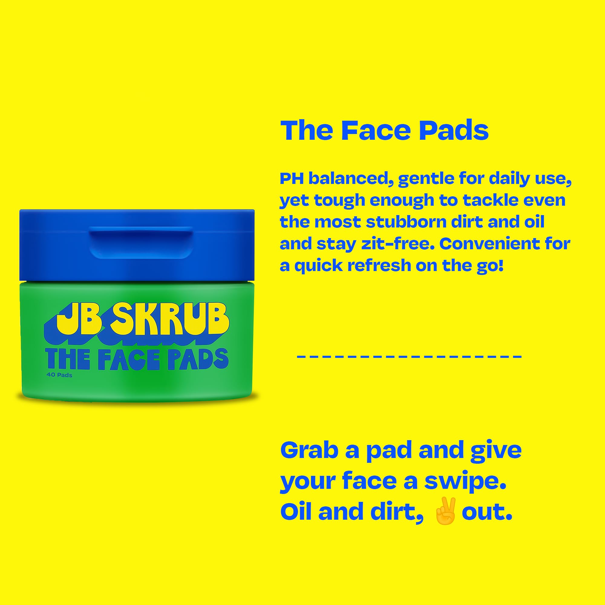 JB SKRUB The Face Pads | Acne Cleansing Pads for Kids, Tweens & Teens – 40 Wipes, 3-Pack