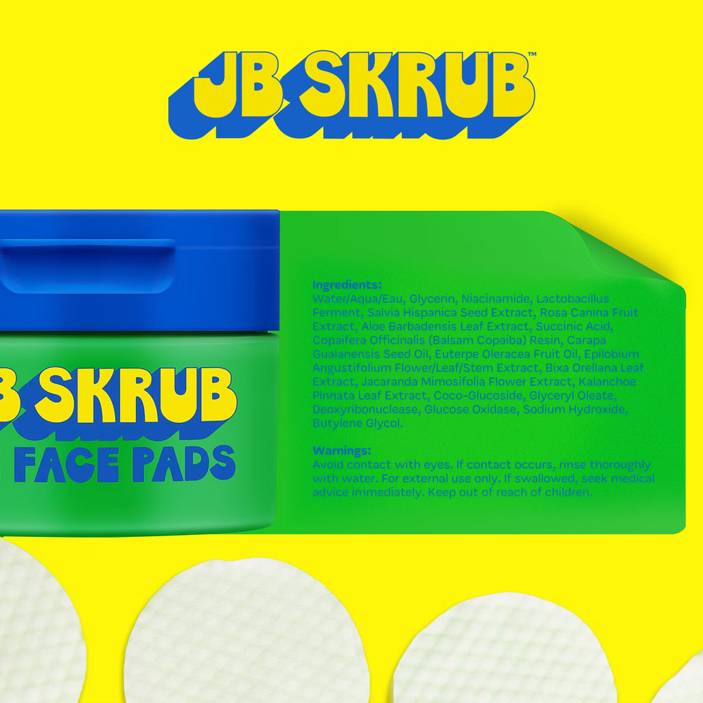 JB SKRUB The Face Pads | Acne Cleansing Pads for Kids, Tweens & Teens – 40 Wipes, 3-Pack