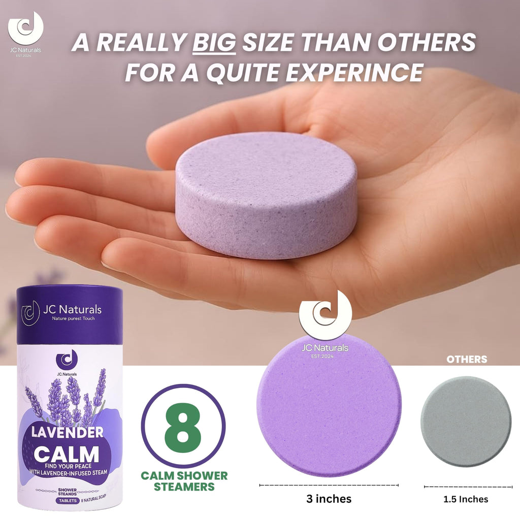JC Naturals Lavender Shower Steamers – Extra Large 8-Pack XL Aromatherapy