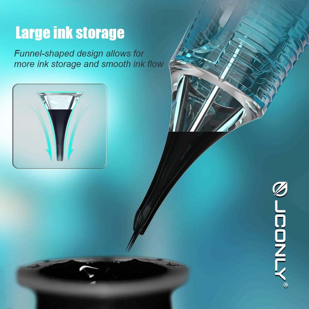 JCONLY Vetar Tattoo Cartridge Needles – 20Pcs #10 Bugpin Curved Magnum 0.30mm 5mm