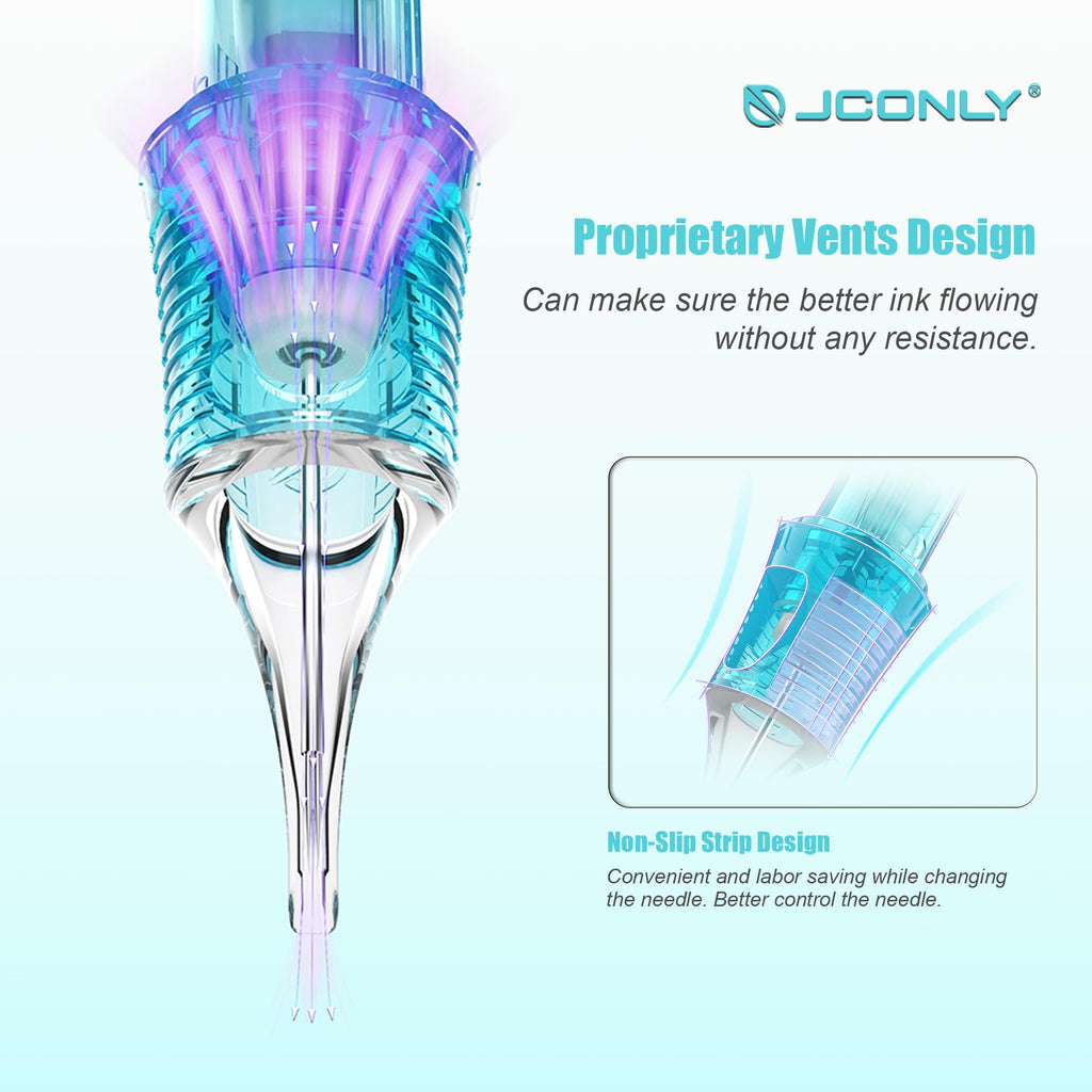 JCONLY Vetar Tattoo Cartridge Needles – 20Pcs #10 Bugpin Curved Magnum 0.30mm 5mm