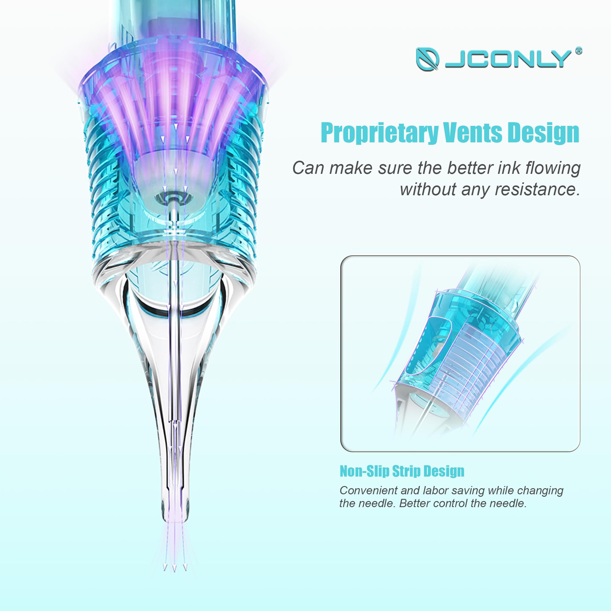 JCONLY Vetar Tattoo Cartridge Needles – 20Pcs #10 Bugpin Curved Magnum 0.30mm 5mm