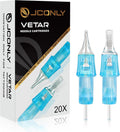 JCONLY Vetar Tattoo Cartridge Needles – 20Pcs #10 Bugpin Curved Magnum 0.30mm 5mm