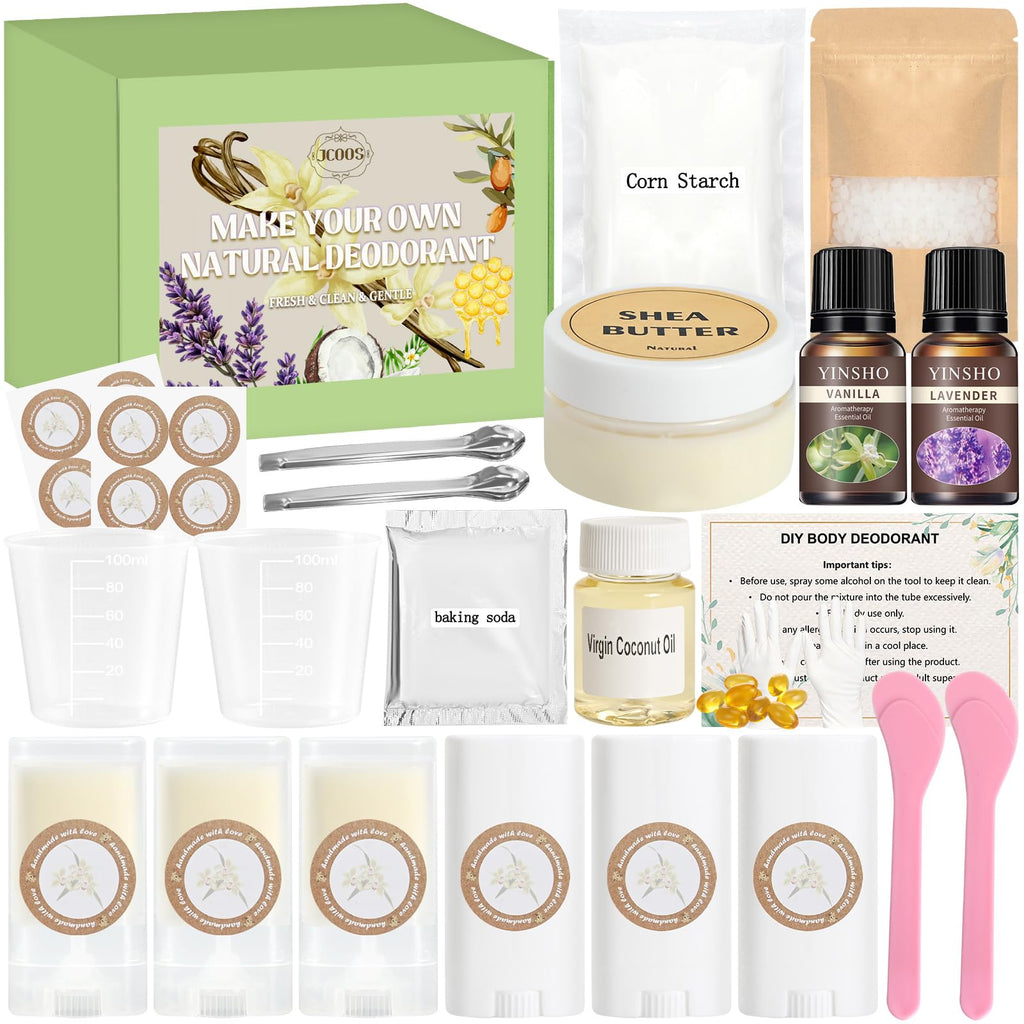 JCOOS Deodorant Making Kit — DIY Aluminum-Free Deodorant for Women and Men | Shea Butter, Coconut Oil