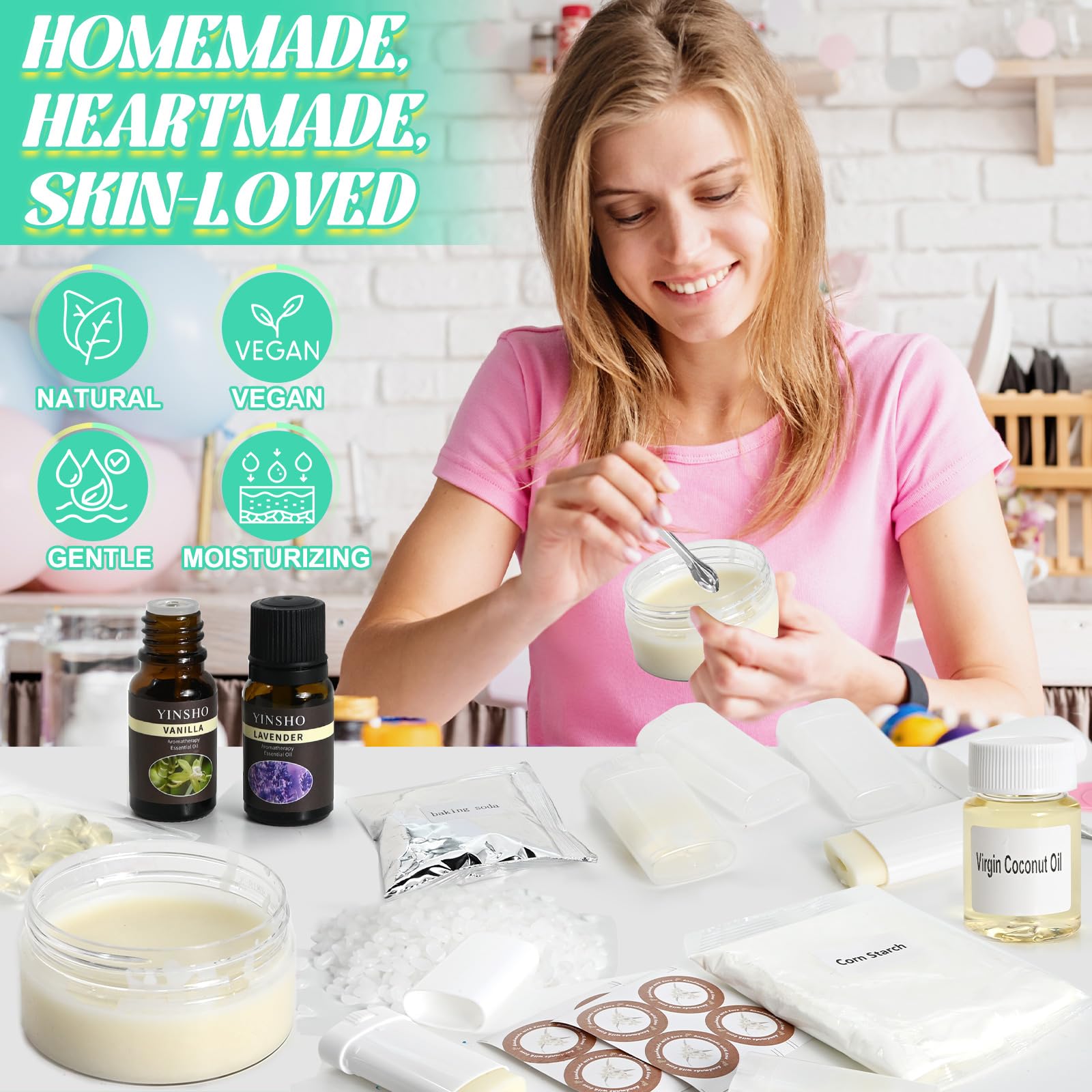JCOOS Deodorant Making Kit — DIY Aluminum-Free Deodorant for Women and Men | Shea Butter, Coconut Oil