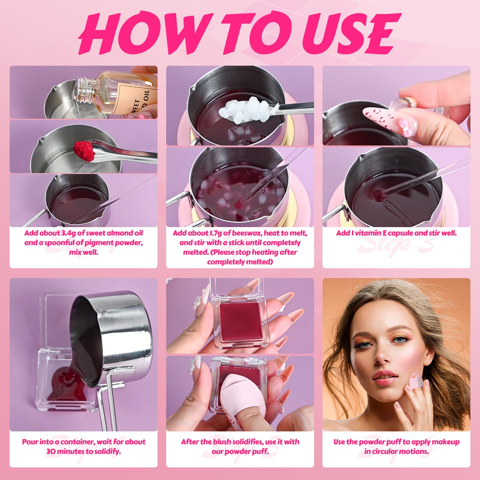 JCOOS DIY Blush Kit – Create Your Own Cream Blush with 8 Pigments