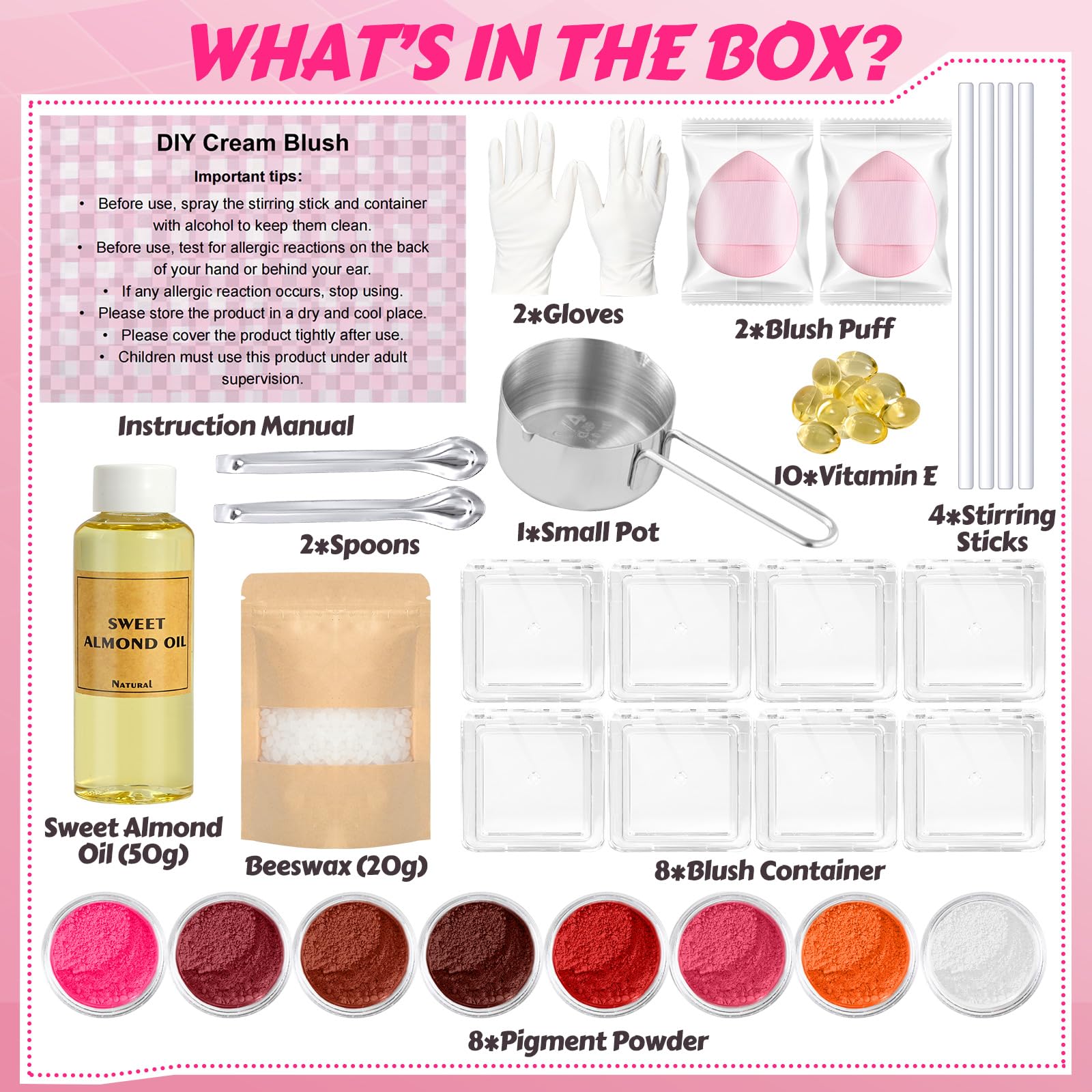 JCOOS DIY Blush Kit – Create Your Own Cream Blush with 8 Pigments