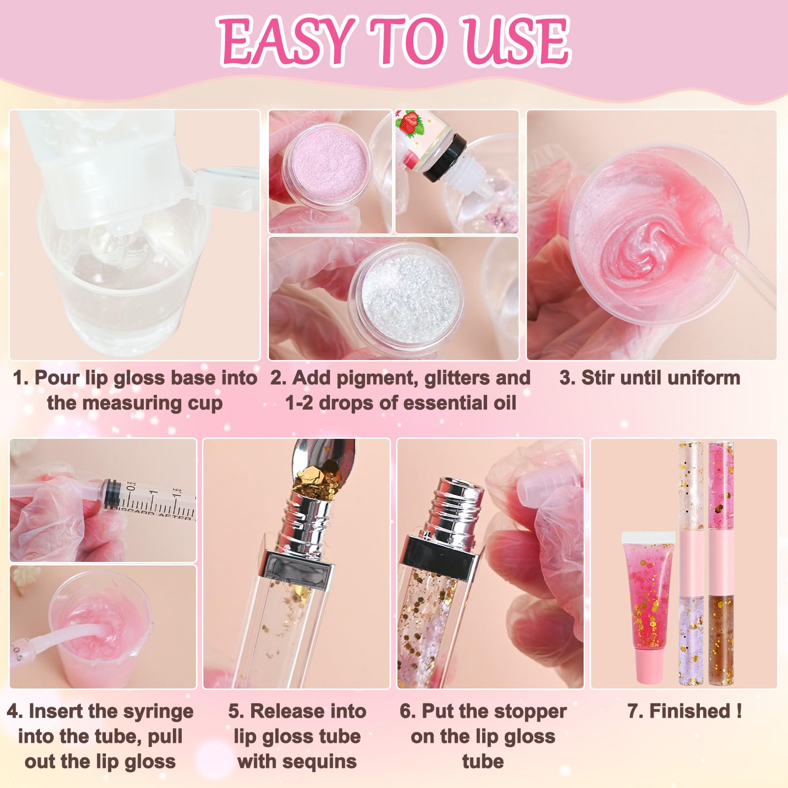Jcoos Lip Gloss Making Kit - DIY Lip Gloss for Beginners, Teens & Women