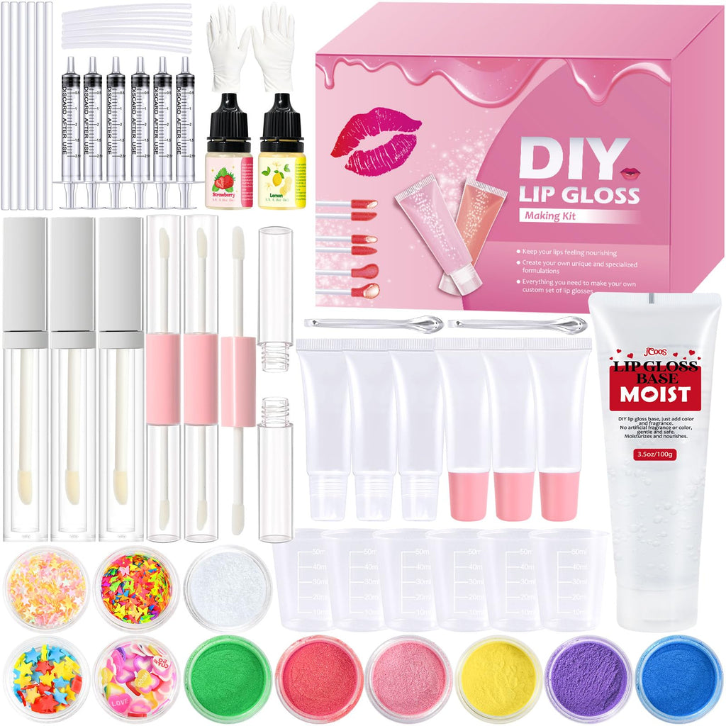 Jcoos Lip Gloss Making Kit - DIY Lip Gloss for Beginners, Teens & Women