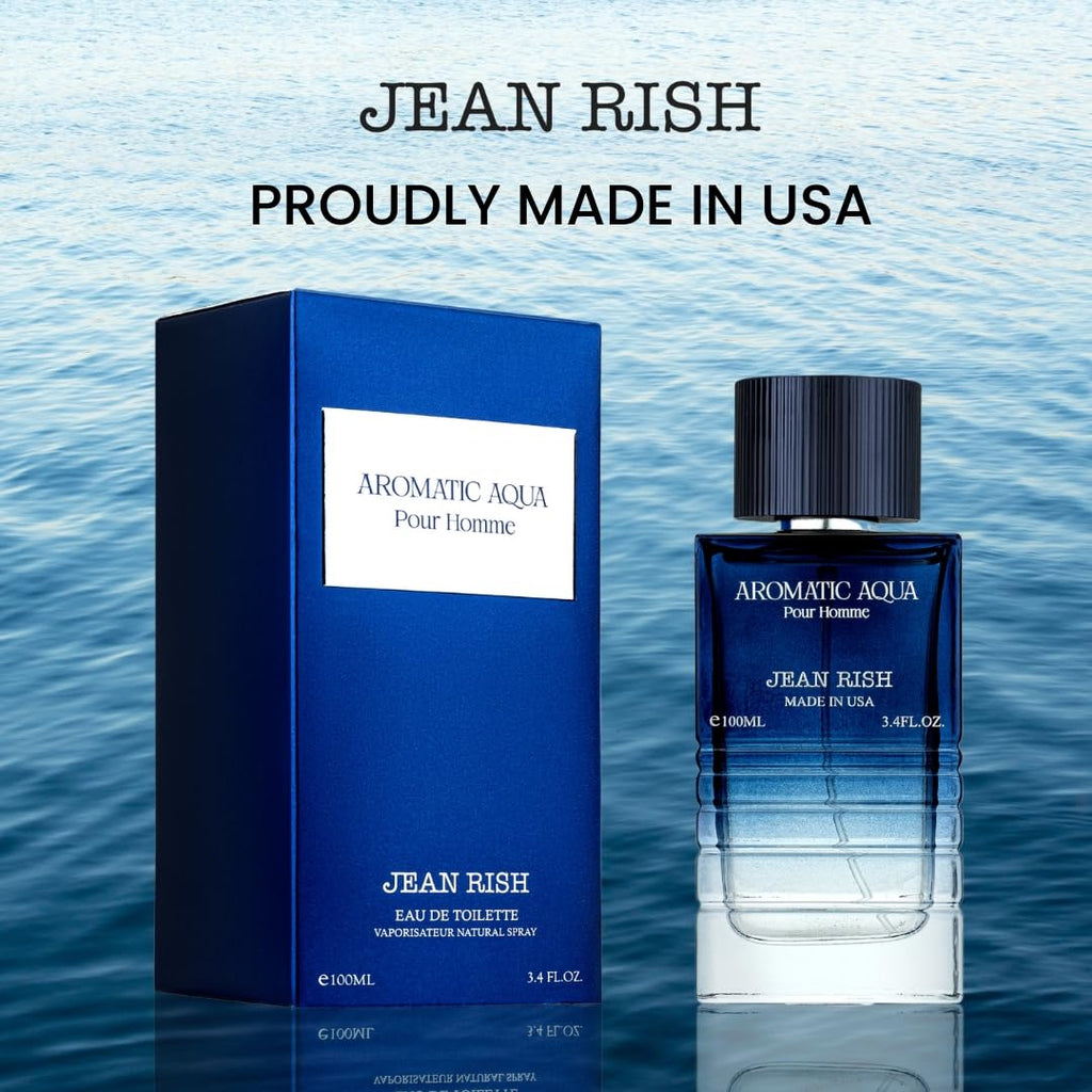 Jean Rish Aromatic Aqua Pour Homme EDP 100ml – Grapefruit, Mint & Ginger | Long-Lasting Luxury, Made in USA