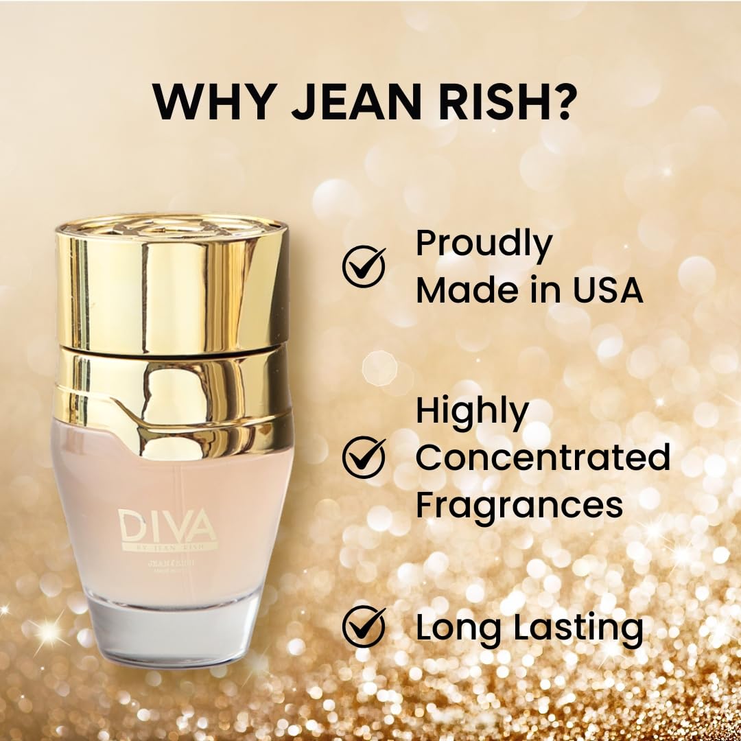 Jean Rish Diva Eau de Parfum for Women – 100ml, Pink Pepper & Rose, Made in USA