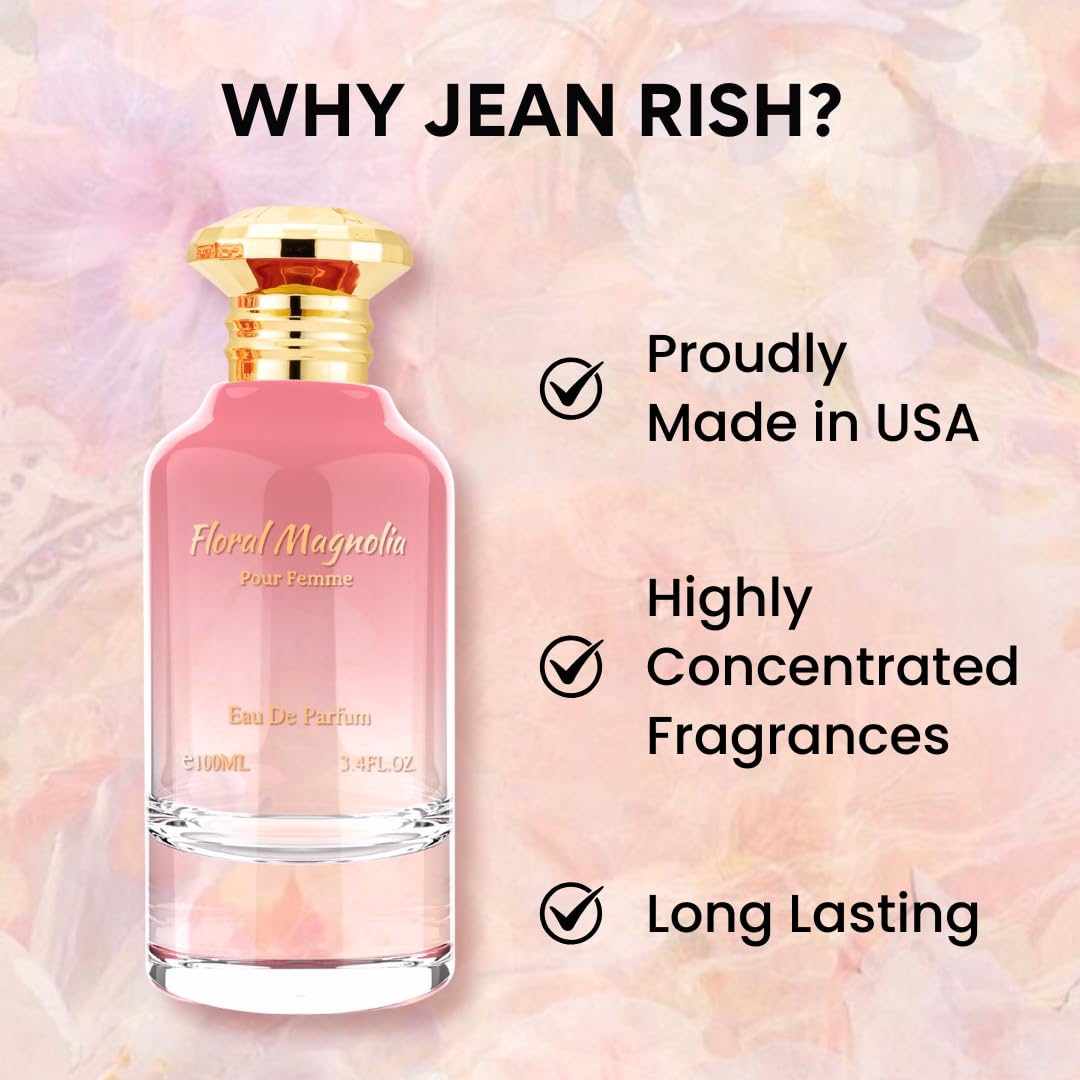Jean Rish Floral Magnolia Eau De Parfum for Women – Yuzu, Magnolia & Amber, 3.4 oz