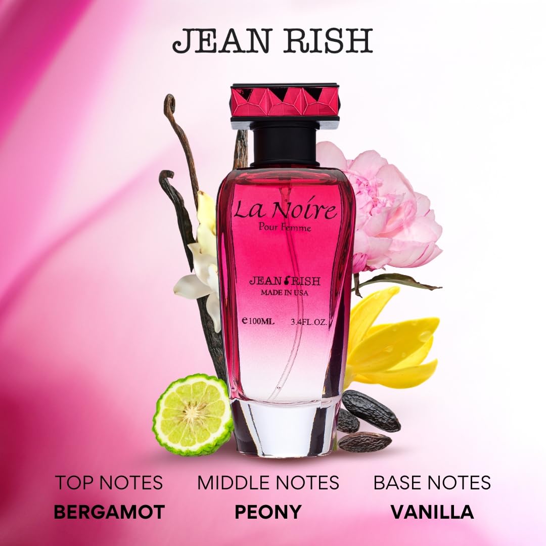Jean Rish La Noire EDP for Women – Bergamot, Peony & Vanilla | 100ml, Made in USA