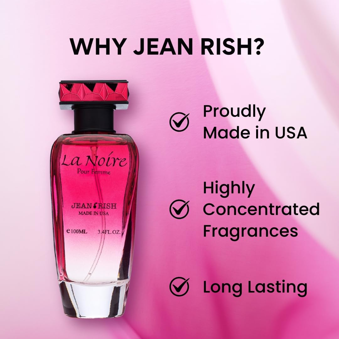 Jean Rish La Noire EDP for Women – Bergamot, Peony & Vanilla | 100ml, Made in USA