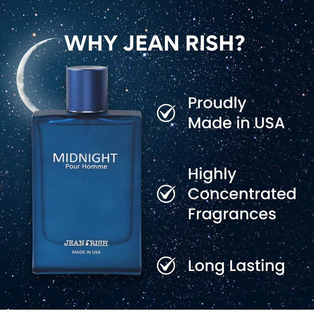 Jean Rish Midnight Pour Homme Eau de Toilette – 100ml with Bergamot, Lavender & Patchouli