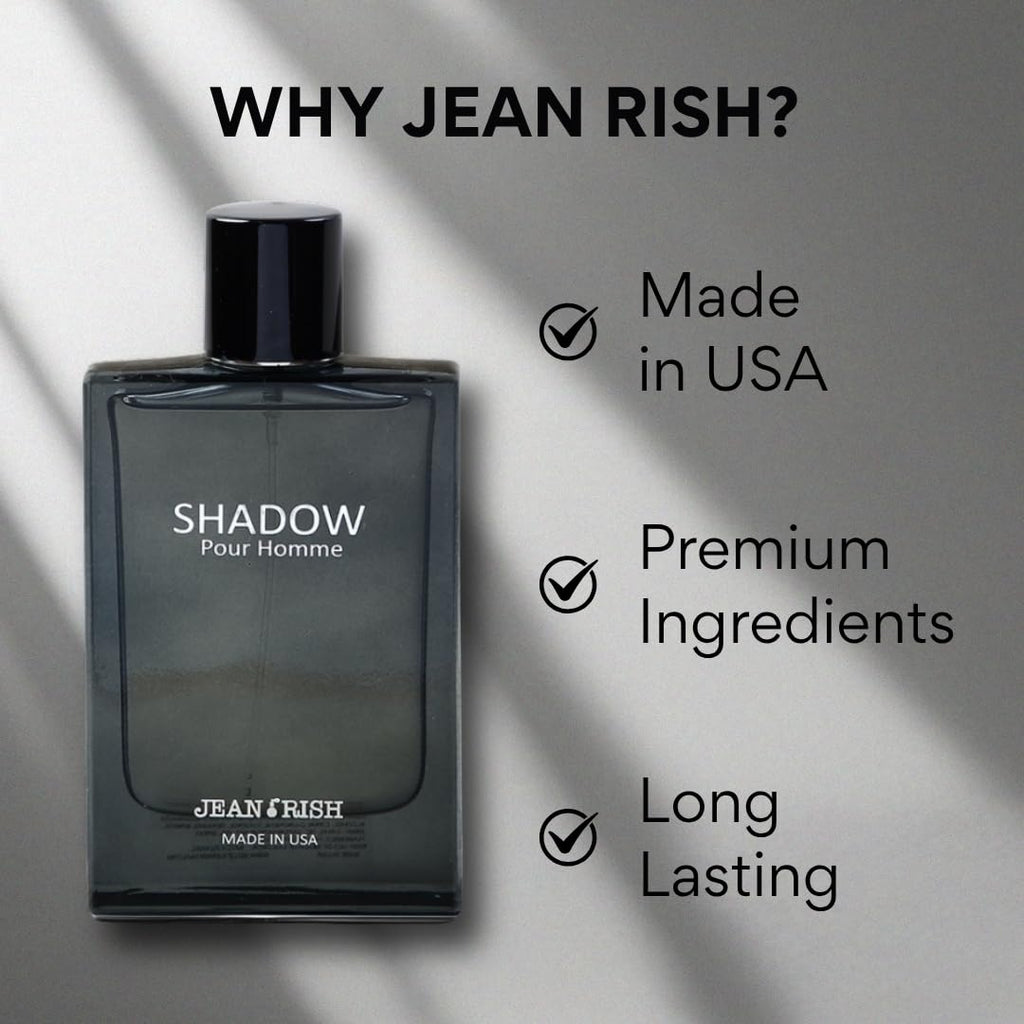 Jean Rish Shadow Pour Homme EDT – Lemon, Cedar & Musk, 3.4 oz / 100 ml