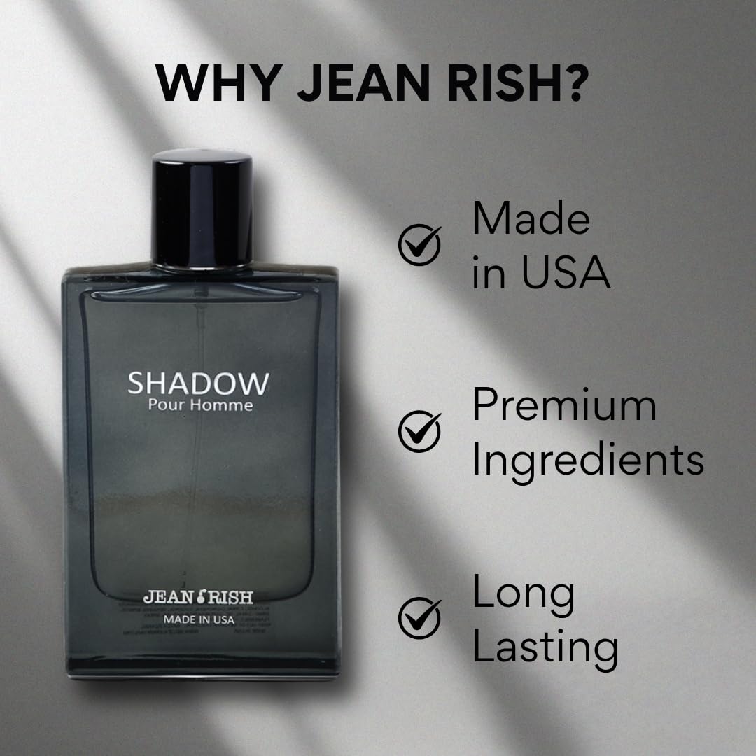 Jean Rish Shadow Pour Homme EDT – Lemon, Cedar & Musk, 3.4 oz / 100 ml