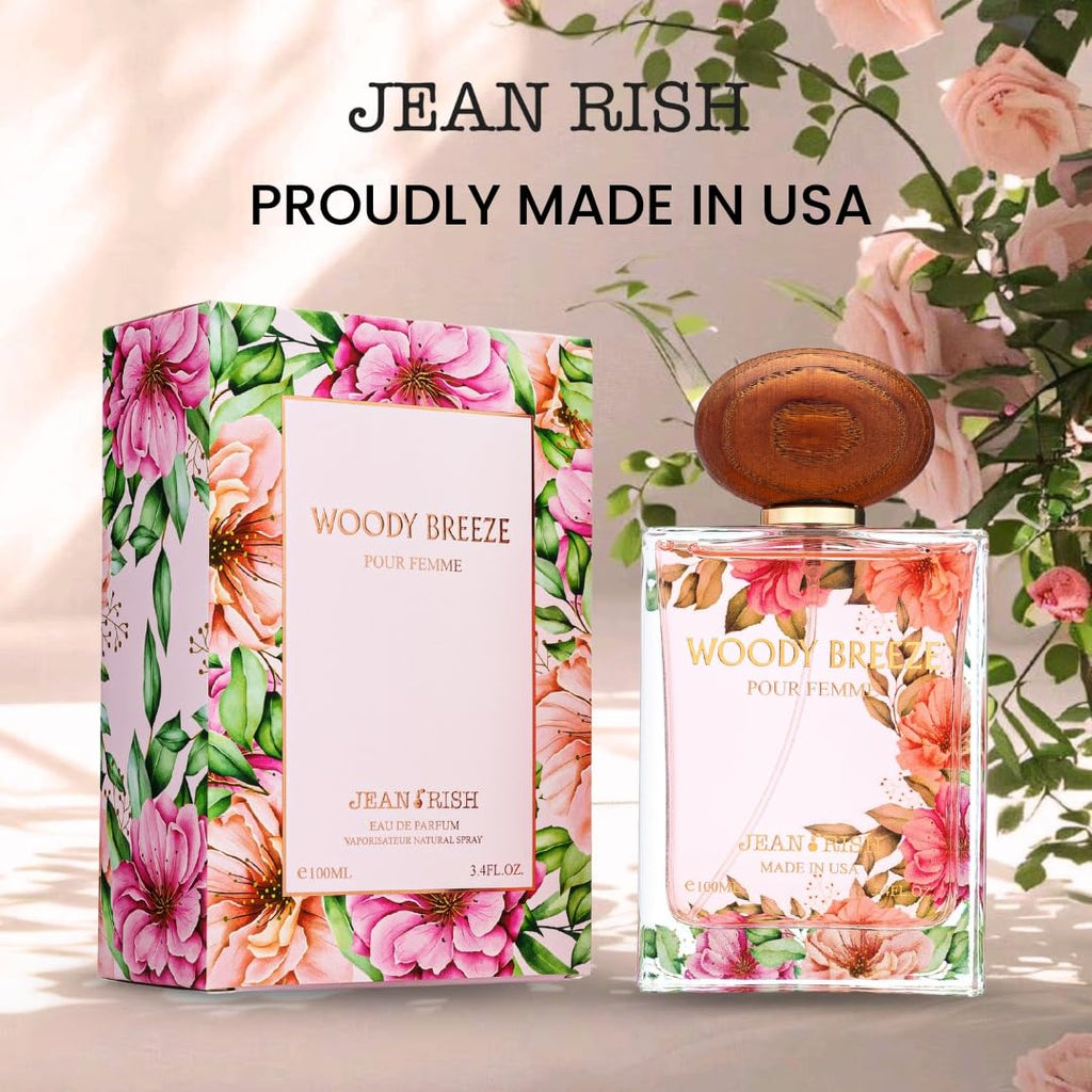 Jean Rish Woody Breeze Eau de Parfum for Women – Pear, Jasmine & Vanilla | 3.4 Fl Oz / 100 ml | Made in USA