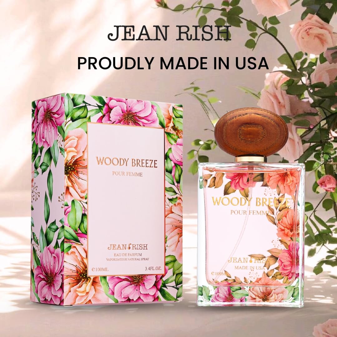 Jean Rish Woody Breeze Eau de Parfum for Women – Pear, Jasmine & Vanilla | 3.4 Fl Oz / 100 ml | Made in USA