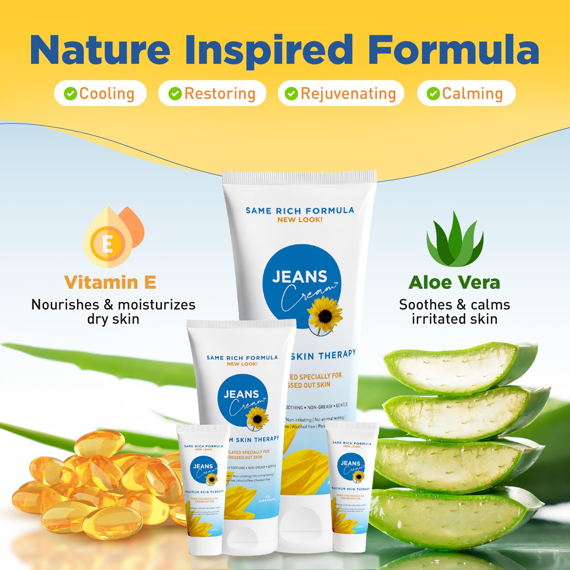 Jeans Cream Radiation Burn Cream — Maximum Skin Therapy with Vitamin E & Aloe (Gift Set)