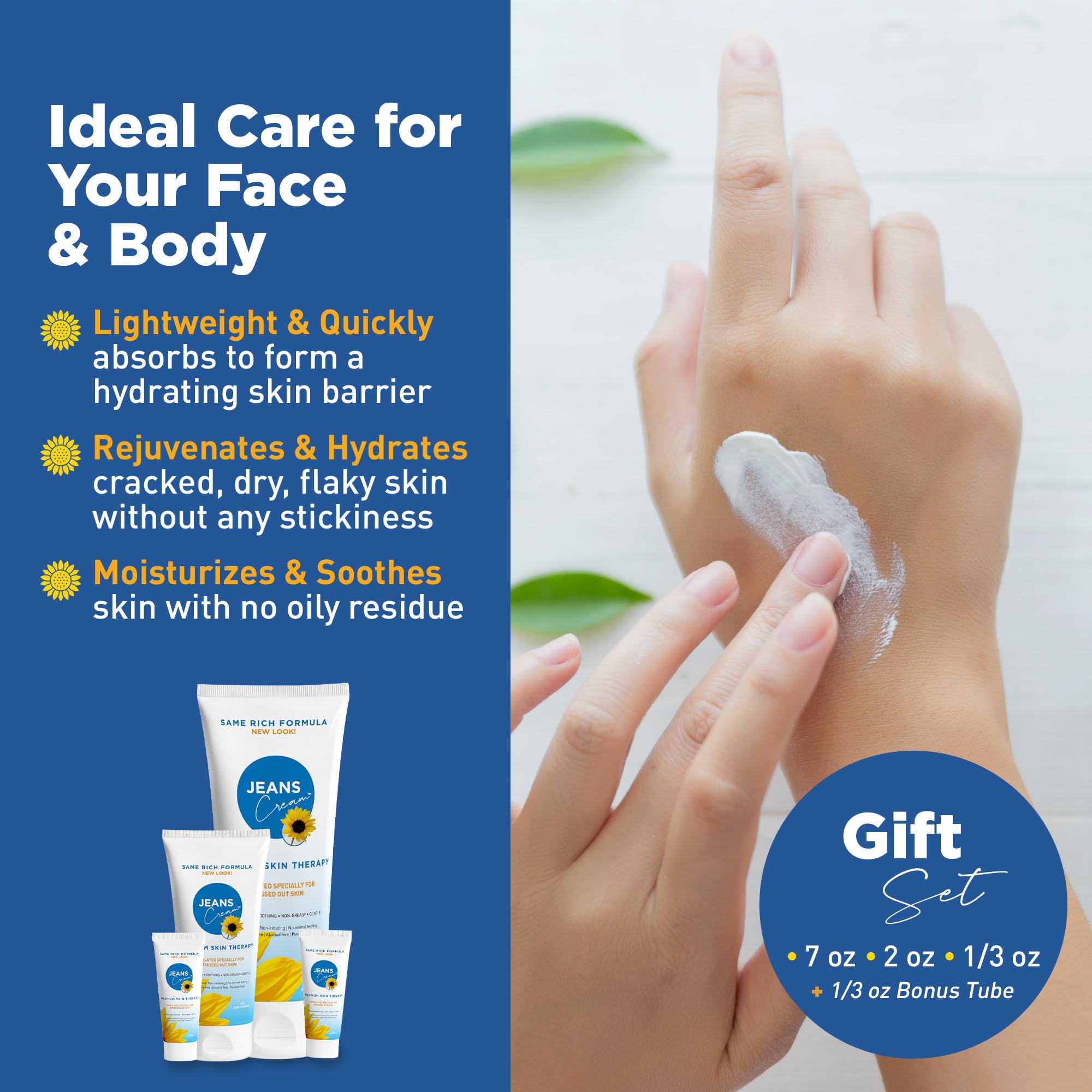 Jeans Cream Radiation Burn Cream — Maximum Skin Therapy with Vitamin E & Aloe (Gift Set)