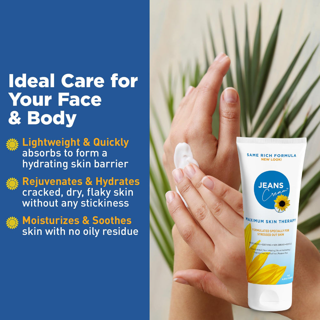 Jeans Cream Radiation Burn Cream – Maximum Skin Therapy with Vitamin E & Aloe Vera | Non-Greasy 7 oz