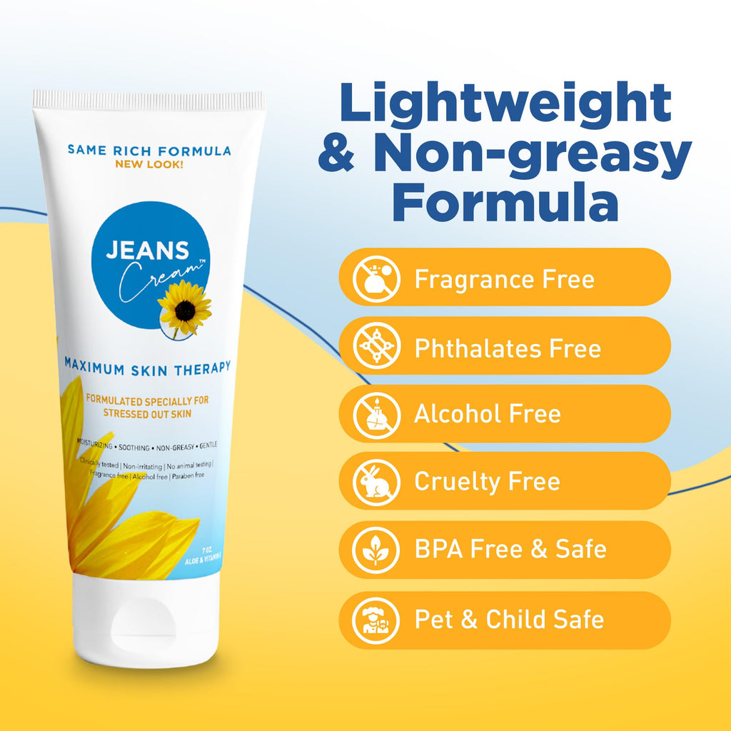 Jeans Cream Radiation Burn Cream – Maximum Skin Therapy with Vitamin E & Aloe Vera | Non-Greasy 7 oz