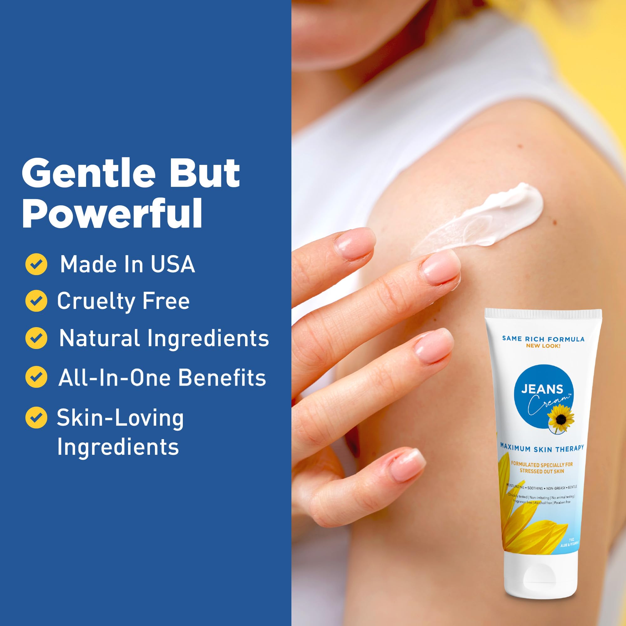 Jeans Cream Radiation Burn Cream – Maximum Skin Therapy with Vitamin E & Aloe Vera | Non-Greasy 7 oz