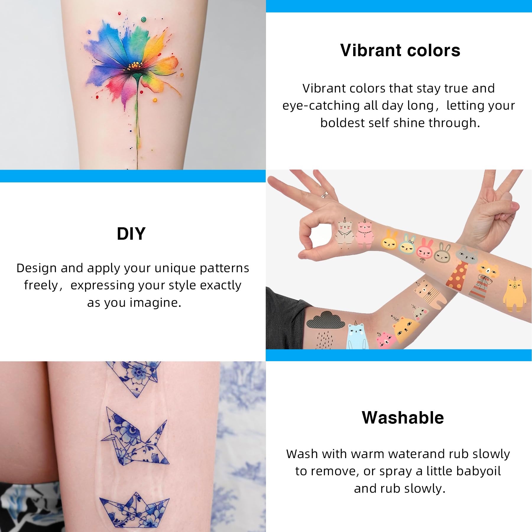 Jecqbor Printable Temporary Tattoo Paper for INKJET Printers — 30 Sets 8.5x11 Clear Transfer Paper