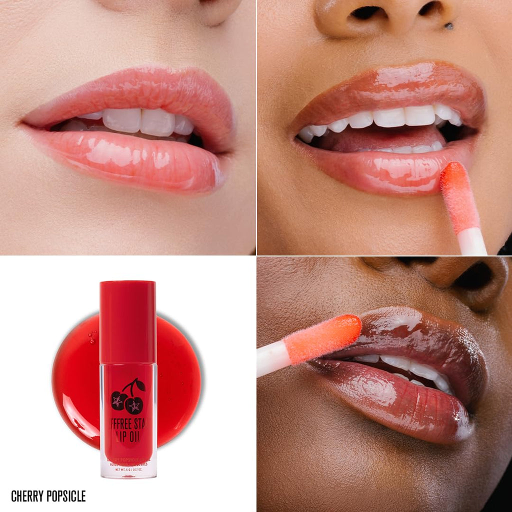 Jeffree Star Lip Oils – 0.17 oz, Vegan, Moisturizing, 5 Shades (Self Made, Coffee Drip, Pink Aura, Watermelon Wealth, Wyoming Winter)