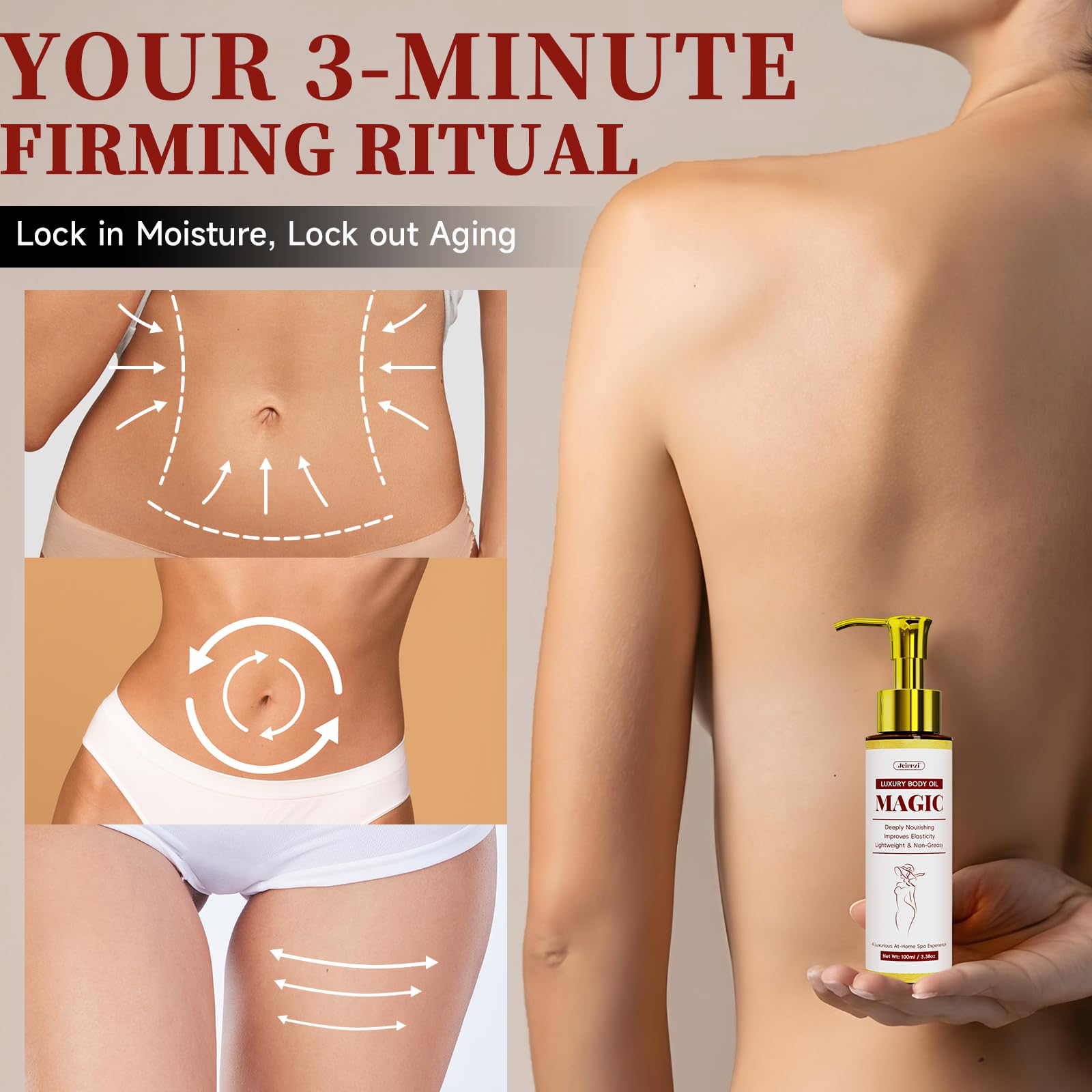 Jeirrzi Magic Body Firming Oil — Hydrating & Firming Body Oil, 3.38 oz