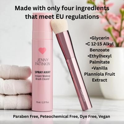 JENNY PATINKIN Instant Makeup Brush Cleaner Spray — Waterless, Quick-Drying Sanitizer for Brushes & Sponges (2.37 fl oz)