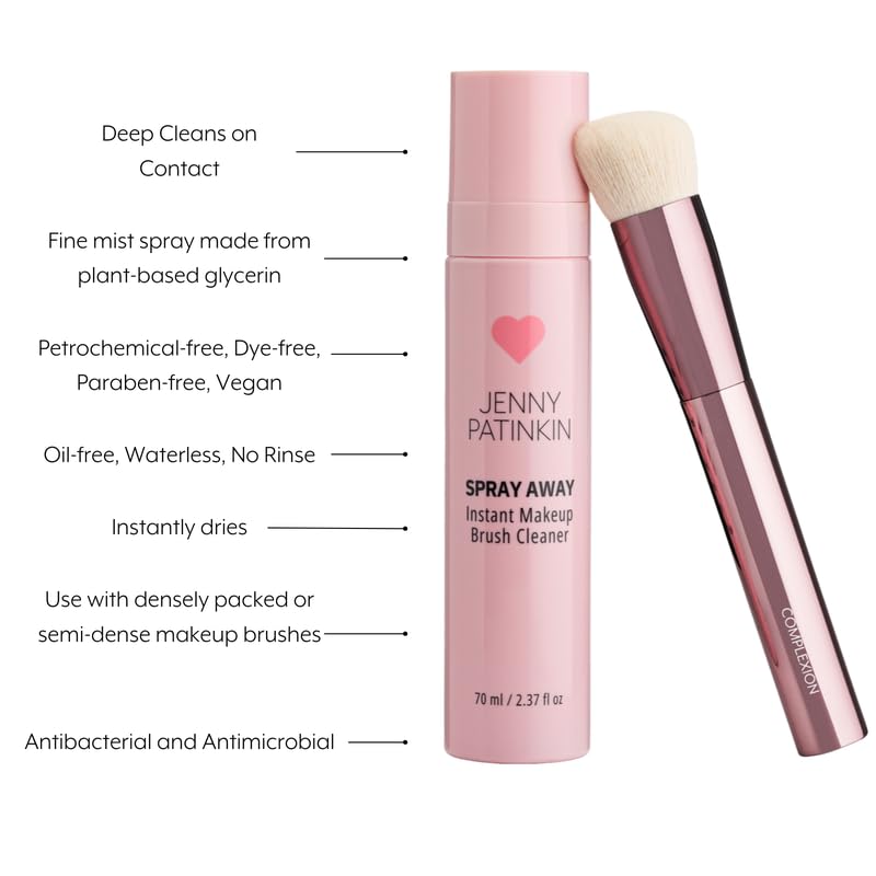 JENNY PATINKIN Instant Makeup Brush Cleaner Spray — Waterless, Quick-Drying Sanitizer for Brushes & Sponges (2.37 fl oz)