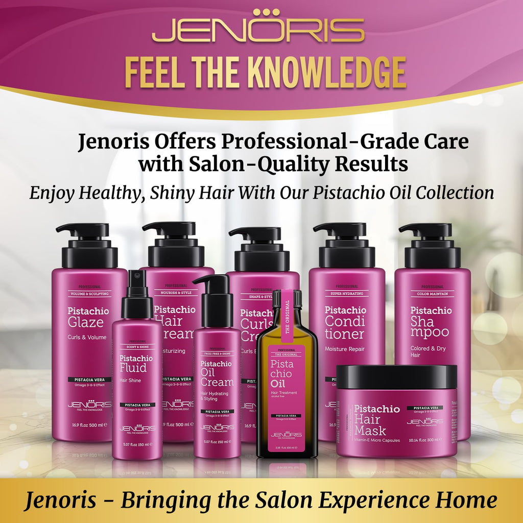 Jenoris Professional Curls Cream – Pistachio Oil Hydration for Defined, Frizz-Free Curls (16.9 fl oz)