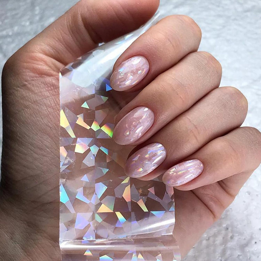 JERCLITY Aurora Transparent Nail Foil Transfer Sticker Kit – 20 Rolls for Iridescent Nail Art