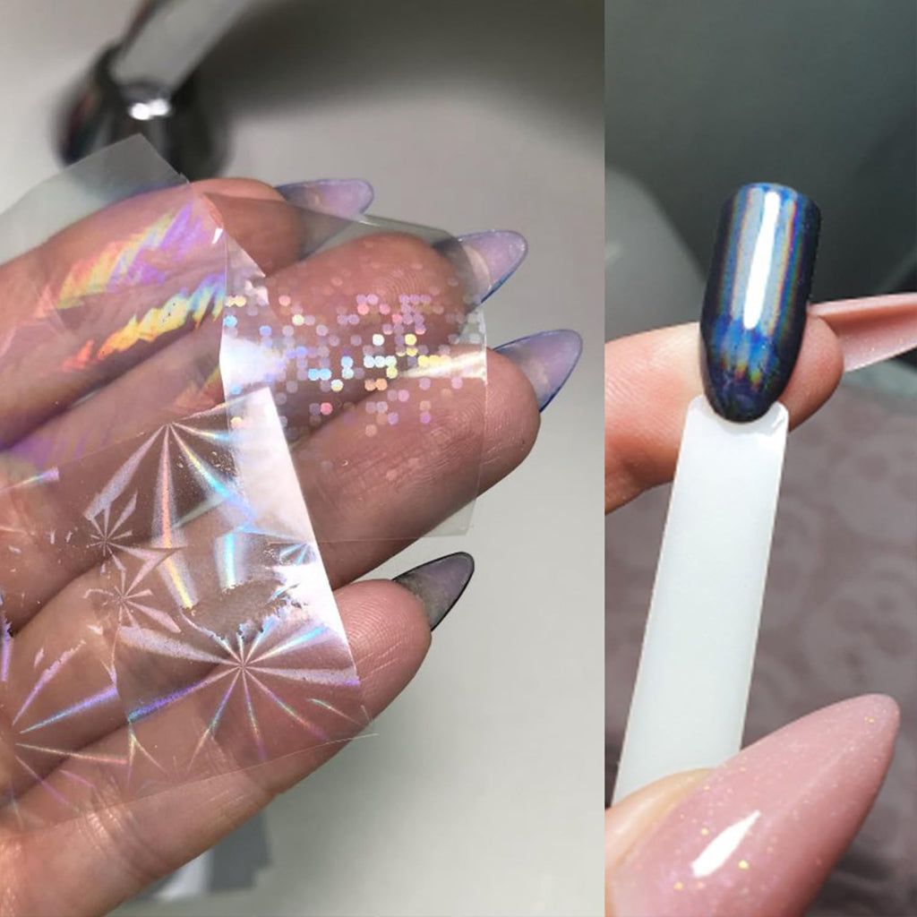 JERCLITY Aurora Transparent Nail Foil Transfer Sticker Kit – 20 Rolls for Iridescent Nail Art
