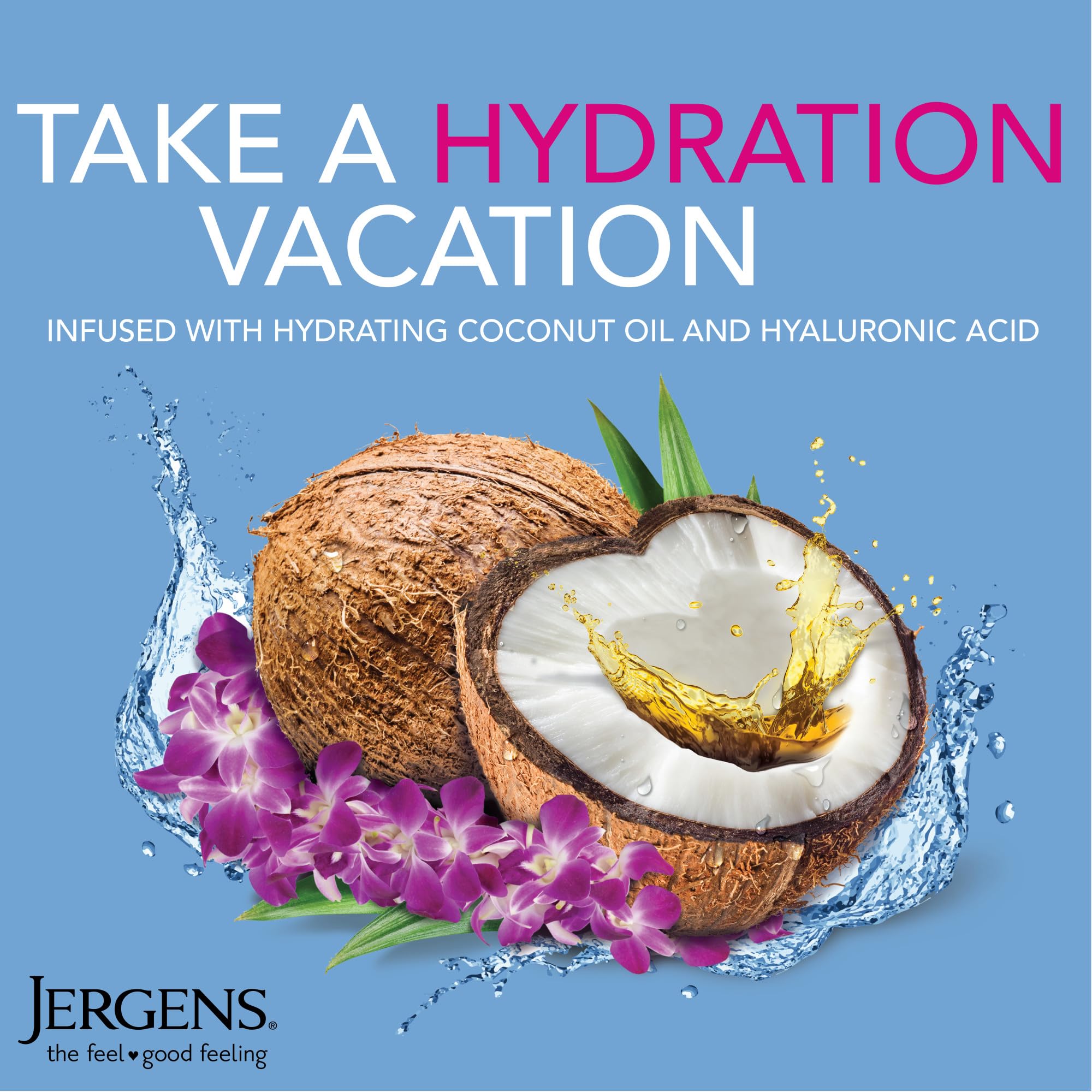 Jergens Wet Skin Body Moisturizer with Refreshing Coconut Oil – 2-Pack, 10 oz Each