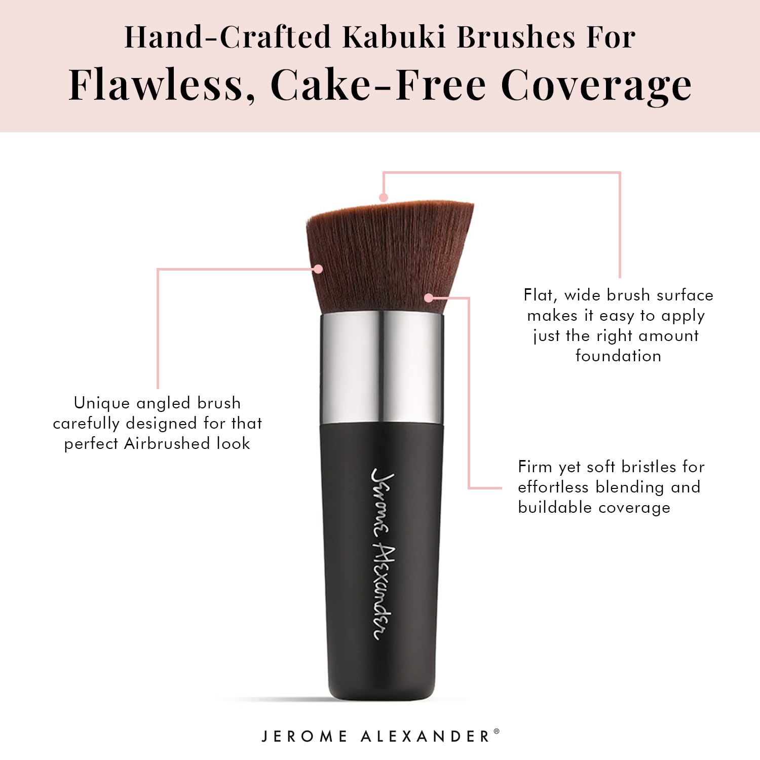 Jerome Alexander Angled Kabuki Foundation Brush (Black) – Flat Top Buffer for Seamless Coverage